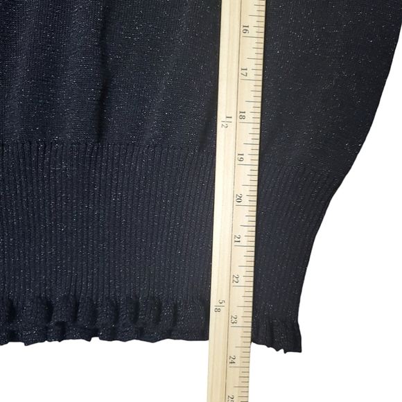 Versailles Sweater Silk Metallic Ruffle Flower Coquette Feminine Black Gold (M) - Picture 8 of 8